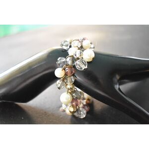 Luxe Multi-Tone Beaded Stretch Bracelet | Faux Pearls & Crystal Accents